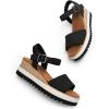 image:imageDREAM PAIRS Womens Open Toe Buckle Ankle Strap Espadrille Platform Wedge SandalsBlackcanvas