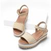 image:imageDREAM PAIRS Womens Open Toe Buckle Ankle Strap Espadrille Platform Wedge SandalsNaturalraffia