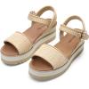image:imageDREAM PAIRS Womens Open Toe Buckle Ankle Strap Espadrille Platform Wedge SandalsNaturalraffia