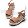 image:imageDREAM PAIRS Womens Open Toe Buckle Ankle Strap Espadrille Platform Wedge SandalsTan