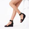 image:imageDREAM PAIRS Womens Open Toe Buckle Ankle Strap Platform Wedge Sandals Summer ShoesBlack