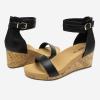 image:imageDREAM PAIRS Womens Open Toe Buckle Ankle Strap Platform Wedge Sandals Summer ShoesBlackPu