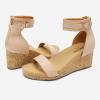 image:imageDREAM PAIRS Womens Open Toe Buckle Ankle Strap Platform Wedge Sandals Summer ShoesNudePu
