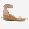 image:imageDREAM PAIRS Womens Open Toe Buckle Ankle Strap Platform Wedge Sandals Summer ShoesNudePu