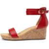 image:imageDREAM PAIRS Womens Open Toe Buckle Ankle Strap Platform Wedge Sandals Summer ShoesRed