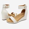 image:imageDREAM PAIRS Womens Open Toe Buckle Ankle Strap Platform Wedge Sandals Summer ShoesWhitePu
