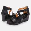 image:imageDREAM PAIRS Womens Open Toe Buckle Ankle Strap Summer Platform Wedge SandalsBlackPu