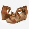 image:imageDREAM PAIRS Womens Open Toe Buckle Ankle Strap Summer Platform Wedge SandalsCamelPu