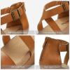 image:imageDREAM PAIRS Womens Open Toe Buckle Ankle Strap Summer Platform Wedge SandalsCamelPu