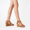 image:imageDREAM PAIRS Womens Open Toe Buckle Ankle Strap Summer Platform Wedge SandalsCamelPu