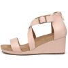 image:imageDREAM PAIRS Womens Open Toe Buckle Ankle Strap Summer Platform Wedge SandalsNudePu