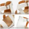 image:imageDREAM PAIRS Womens Open Toe Buckle Ankle Strap Summer Platform Wedge SandalsWhitePu
