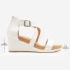 image:imageDREAM PAIRS Womens Open Toe Buckle Ankle Strap Summer Platform Wedge SandalsWhitePu