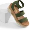 image:imageDREAM PAIRS Womens Open Toe Elastic Ankle Strap Casual Flatform Platform Wedges SandalsArmy Green