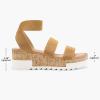 image:imageDREAM PAIRS Womens Open Toe Elastic Ankle Strap Casual Flatform Platform Wedges SandalsCamel