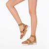 image:imageDREAM PAIRS Womens Open Toe Elastic Ankle Strap Casual Flatform Platform Wedges SandalsCamel