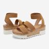 image:imageDREAM PAIRS Womens Open Toe Elastic Ankle Strap Casual Flatform Platform Wedges SandalsCamel