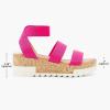 image:imageDREAM PAIRS Womens Open Toe Elastic Ankle Strap Casual Flatform Platform Wedges SandalsNeonPink