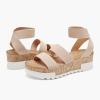 image:imageDREAM PAIRS Womens Open Toe Elastic Ankle Strap Casual Flatform Platform Wedges SandalsNude