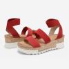 image:imageDREAM PAIRS Womens Open Toe Elastic Ankle Strap Casual Flatform Platform Wedges SandalsRed