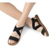 image:imageDREAM PAIRS Womens Open Toe Elastic Ankle Strap Flat Summer SandalsBlack