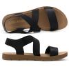 image:imageDREAM PAIRS Womens Open Toe Elastic Ankle Strap Flat Summer SandalsBlack