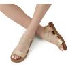 image:imageDREAM PAIRS Womens Open Toe Elastic Ankle Strap Flat Summer SandalsGold