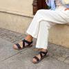 image:imageDREAM PAIRS Womens Open Toe Elastic Ankle Strap Flat Summer SandalsNavy