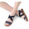 image:imageDREAM PAIRS Womens Open Toe Elastic Ankle Strap Flat Summer SandalsNavy