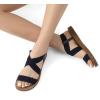 image:imageDREAM PAIRS Womens Open Toe Elastic Ankle Strap Flat Summer SandalsNavy1