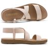 image:imageDREAM PAIRS Womens Open Toe Elastic Ankle Strap Flat Summer SandalsNude