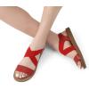 image:imageDREAM PAIRS Womens Open Toe Elastic Ankle Strap Flat Summer SandalsRed