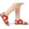 image:imageDREAM PAIRS Womens Open Toe Elastic Ankle Strap Flat Summer SandalsRed