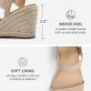 image:imageDREAM PAIRS Womens Open Toe Espadrilles Dressy Platform Sandals Slip on Elastic Ankle Strap Wedges SandalsNude