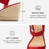 image:imageDREAM PAIRS Womens Open Toe Espadrilles Dressy Platform Sandals Slip on Elastic Ankle Strap Wedges SandalsRed