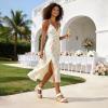 image:imageDREAM PAIRS Womens Open Toe Espadrilles Dressy Platform Sandals Slip on Elastic Ankle Strap Wedges SandalsWhite