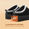 image:imageDREAM PAIRS Womens Platform Slippers Genuine Suede Slipon Warm FuzzyEasy Autumn Winter Fluffy Comfy Furry Shoes for Outdoor IndoorBlack