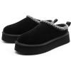 image:imageDREAM PAIRS Womens Platform Slippers Genuine Suede Slipon Warm FuzzyEasy Autumn Winter Fluffy Comfy Furry Shoes for Outdoor IndoorBlack