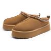 image:imageDREAM PAIRS Womens Platform Slippers Genuine Suede Slipon Warm FuzzyEasy Autumn Winter Fluffy Comfy Furry Shoes for Outdoor IndoorChestnut