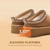 image:imageDREAM PAIRS Womens Platform Slippers Genuine Suede Slipon Warm FuzzyEasy Autumn Winter Fluffy Comfy Furry Shoes for Outdoor IndoorChestnut