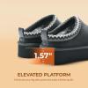 image:imageDREAM PAIRS Womens Platform Slippers Genuine Suede Slipon Warm FuzzyEasy Autumn Winter Fluffy Comfy Furry Shoes for Outdoor IndoorGrey