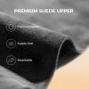 image:imageDREAM PAIRS Womens Platform Slippers Genuine Suede Slipon Warm FuzzyEasy Autumn Winter Fluffy Comfy Furry Shoes for Outdoor IndoorGrey