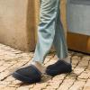 image:imageDREAM PAIRS Womens Platform Slippers Genuine Suede Slipon Warm FuzzyEasy Autumn Winter Fluffy Comfy Furry Shoes for Outdoor IndoorGrey