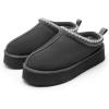 image:imageDREAM PAIRS Womens Platform Slippers Genuine Suede Slipon Warm FuzzyEasy Autumn Winter Fluffy Comfy Furry Shoes for Outdoor IndoorGrey
