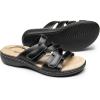 image:imageDREAM PAIRS Womens Slides Arch Support Slip on Flat Sandals Plantar Fasciitis Soft Cushion Slippers With Adjustable StrapsBlack