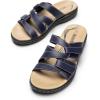 image:imageDREAM PAIRS Womens Slides Arch Support Slip on Flat Sandals Plantar Fasciitis Soft Cushion Slippers With Adjustable StrapsNavy