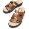 image:imageDREAM PAIRS Womens Slides Arch Support Slip on Flat Sandals Plantar Fasciitis Soft Cushion Slippers With Adjustable StrapsTan