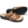 image:imageDREAM PAIRS Womens Slides Arch Support Slip on Flat Sandals Plantar Fasciitis Soft Cushion Slippers With Adjustable StrapsTan