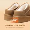 image:imageDREAM PAIRS Womens Slippers Platform Genuine Suede SlipOn Memory Foam Cozy Fluffy Warm Comfy Furry House Shoes for Outdoor IndoorChestnut