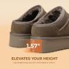 image:imageDREAM PAIRS Womens Slippers Platform Genuine Suede SlipOn Memory Foam Cozy Fluffy Warm Comfy Furry House Shoes for Outdoor IndoorTaupe